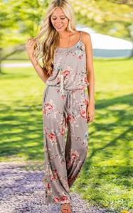 SZ60131-2  floral print Jumpsuits and Rompers straps backless Overalls for women